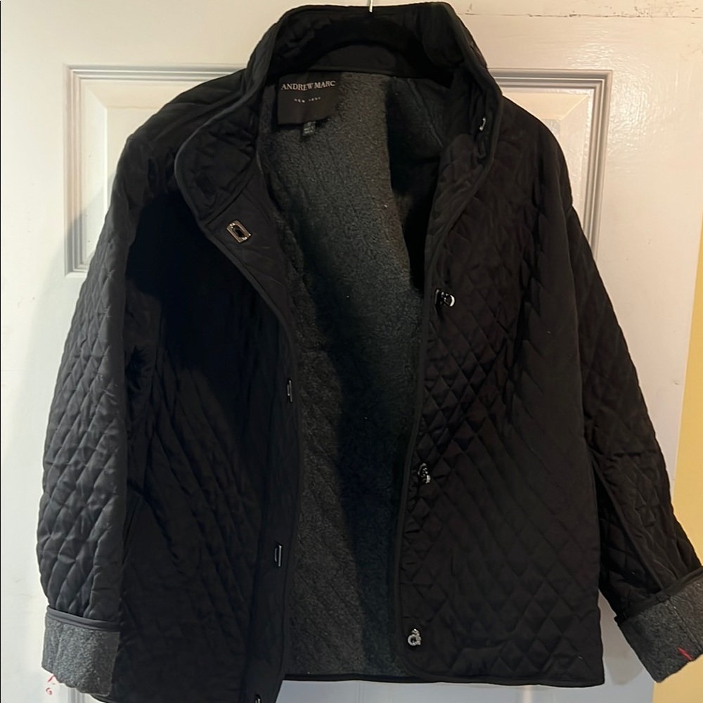 Andrew Marc Black Diamond-Pattern Jacket